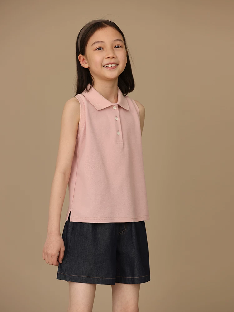 Quần short denim mỏng mùa hè cho bé gái, quần ống rộng đa năng dài vừa phải bằng cotton nguyên chất cho bé gái lớn hơn, quần năm điểm.