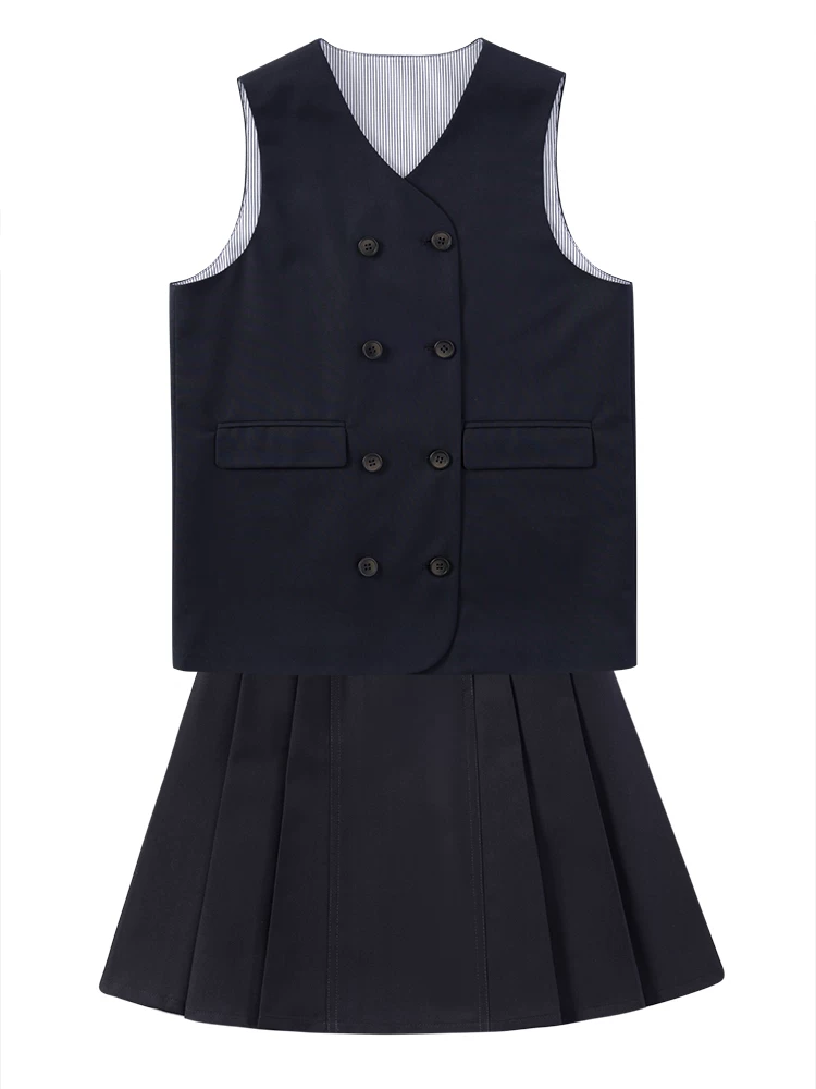 Quần áo trẻ em Hazi Xuân/Hè Bộ đồ phong cách trường học cổ điển của Anh Bộ trang phục biểu diễn dành cho trẻ em Bộ áo vest nhiều lớp và váy ngắn dành cho bé gái