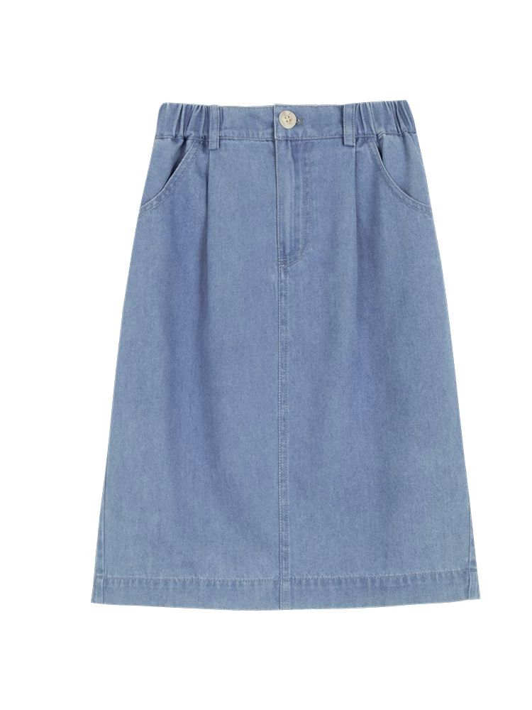 Quần áo trẻ em mùa hè Váy chữ A dành cho trẻ lớn hơn, váy ôm hông, váy denim đa năng cho bé gái, kiểu dáng mùa hè mỏng nhẹ