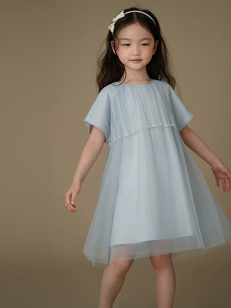 Đầm ren dày tay ngắn mùa hè mới 2025 của Hazi Children's Clothing - Váy voan công chúa, đầm dạ hội xinh xắn