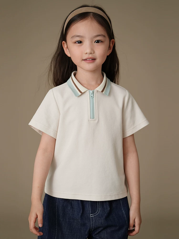 Hazi Quần Áo Trẻ Em Mùa Hè Mới Áo Thun Đơn Giản Đa Năng Áo Sơ Mi POLO Bé Trai Bé Gái Tay Ngắn Mỏng Top