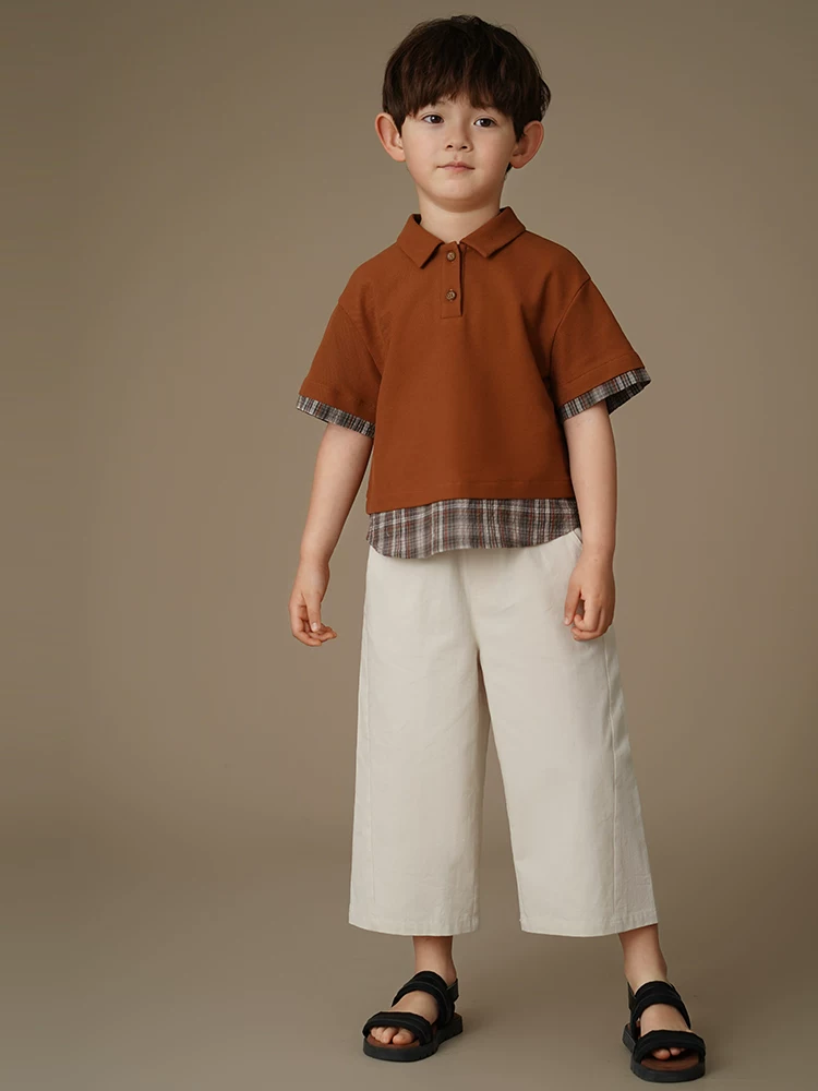 Quần ống đứng mùa hè cho trẻ em, quần cotton chín phần thân thiện với làn da cho bé trai và bé gái, quần dài đa năng dáng rộng, thoải mái