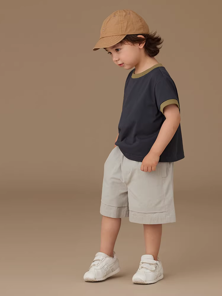 Quần short thể thao trẻ em, quần cotton đơn giản màu xám đa năng cho bé trai và bé gái, kiểu dáng mỏng mùa hè