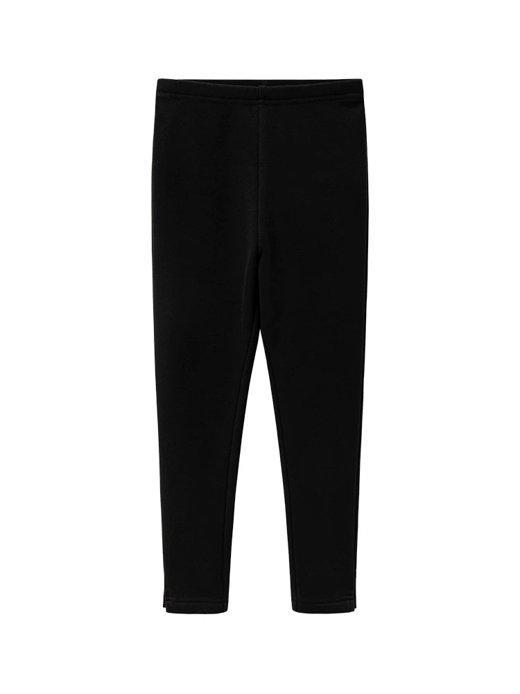 Quần dài mùa thu đông trẻ em, quần yoga ấm áp ôm sát, quần legging lót lông cừu đen cho bé gái