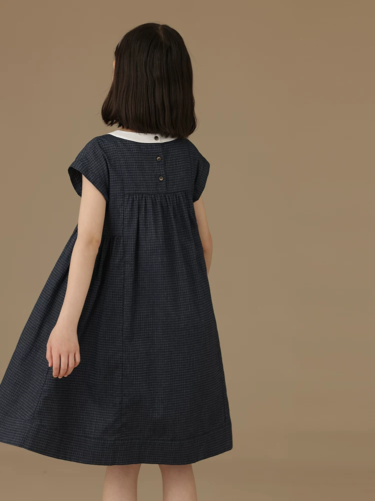 Váy vest mùa hè cho trẻ em mang lại cảm giác cao cấp, váy màu xanh hải quân cho các cô gái lớn tuổi, váy mỏng mùa hè cho bé gái.