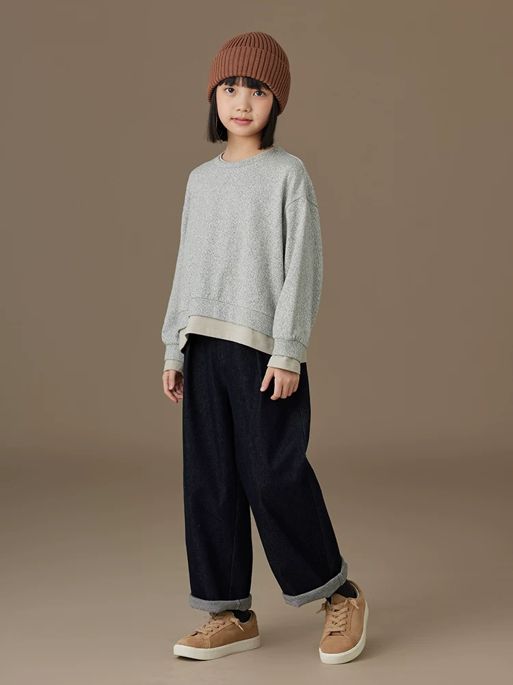 Quần áo trẻ em mùa xuân thu áo bé trai và bé gái dáng rộng giả hai mảnh áo cotton trẻ em mùa thu phong cách mới