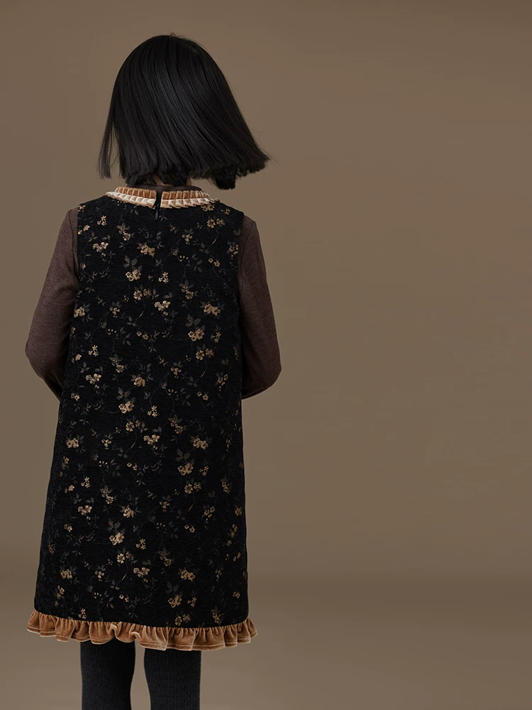 Quần áo trẻ em Hazi Váy vest nữ màu đen cổ điển Jacquard Váy trẻ em phong cách Trung Quốc mới Quần áo mùa đông cho bé gái 25 kiểu mới