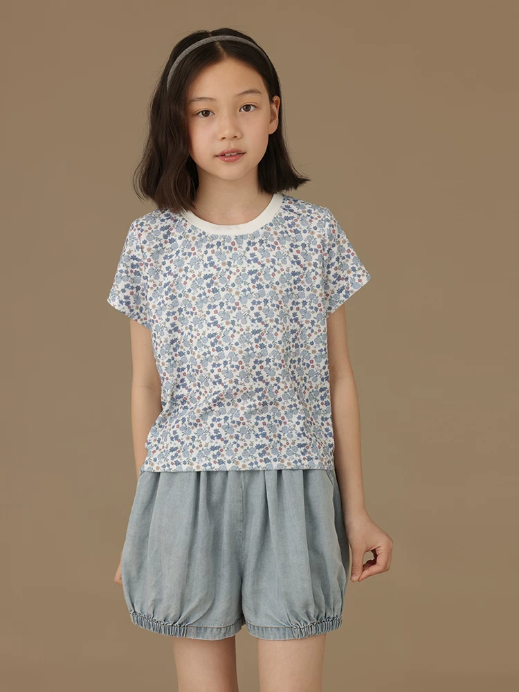 Quần áo trẻ em quần short năm điểm mát mẻ và thoáng khí quần short denim lyocell quần short bé trai và bé gái kiểu dáng mỏng mùa hè