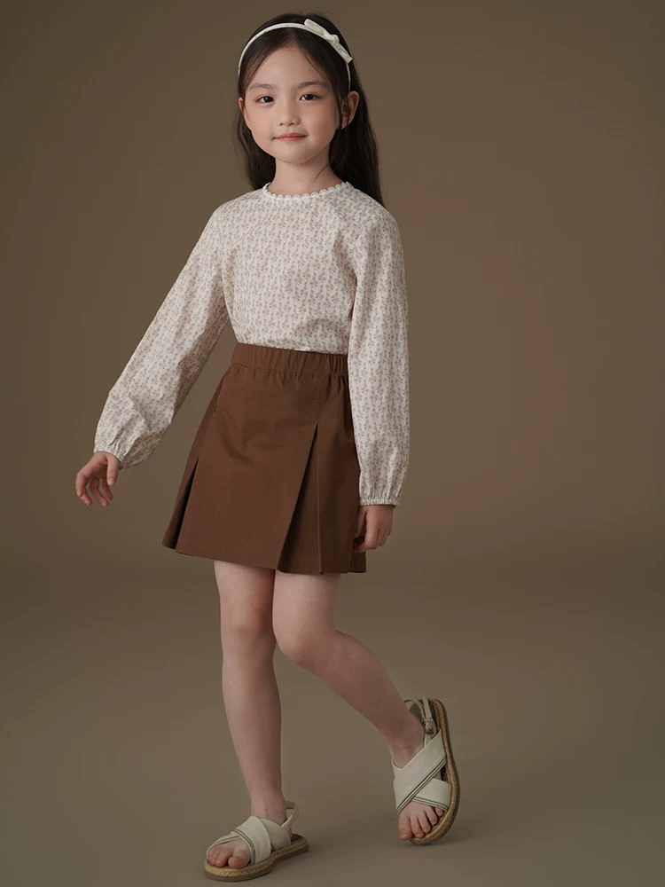 Quần áo trẻ em Hazi áo sơ mi dài tay xuân thu, áo cotton thân thiện với làn da, áo hoa ngọt ngào cho bé gái, quần áo mùa xuân mới cho bé gái.