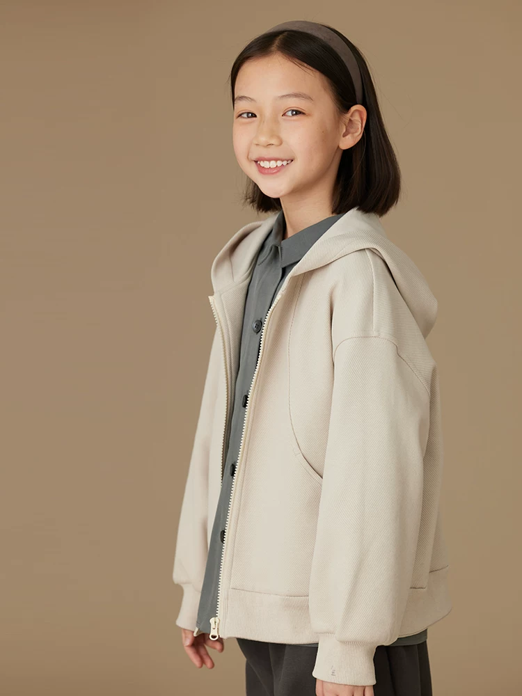 Quần áo trẻ em mùa xuân thu cổ điển đơn giản áo len có mũ trùm đầu bé trai và bé gái áo cardigan giản dị