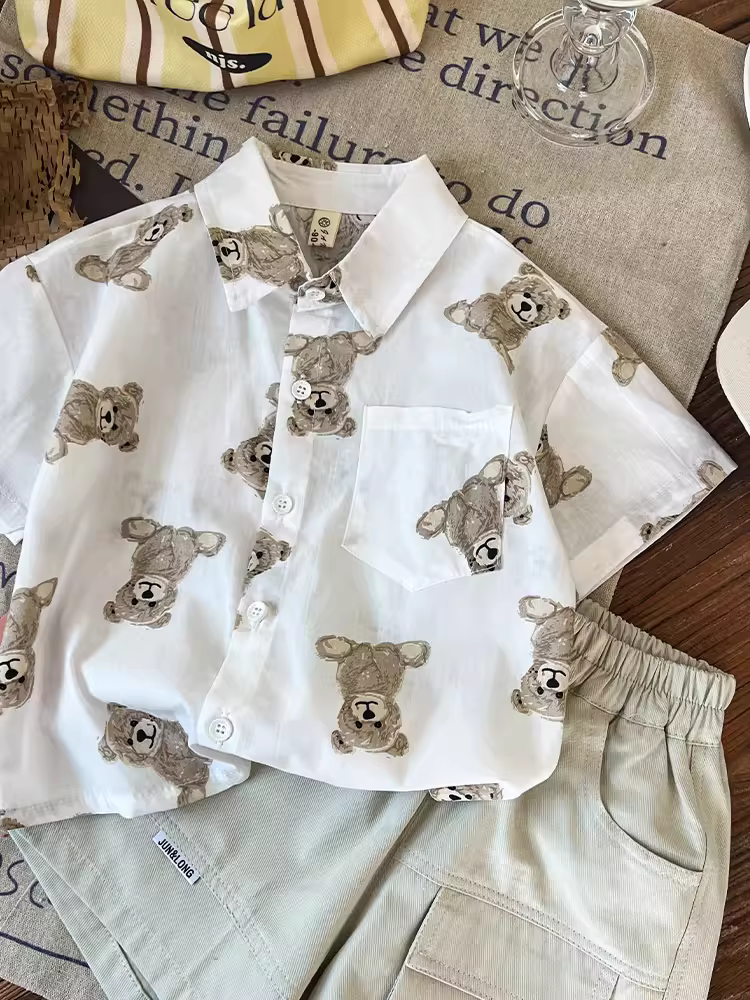 Bộ trang phục hè 2025 cho bé trai, thời trang mới, quần áo hot trend mạng xã hội, thời trang trẻ em, áo mát mẻ và lịch lãm, bộ hai mảnh