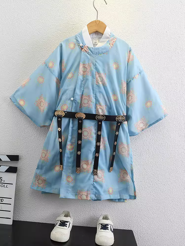 Áo choàng cổ tròn kiểu Đường cho bé trai, Hanfu, mẫu mới xuân thu 2025, trang phục cổ xưa cho trẻ em, kiểu dáng mỏng mùa xuân thu cho bé trai.