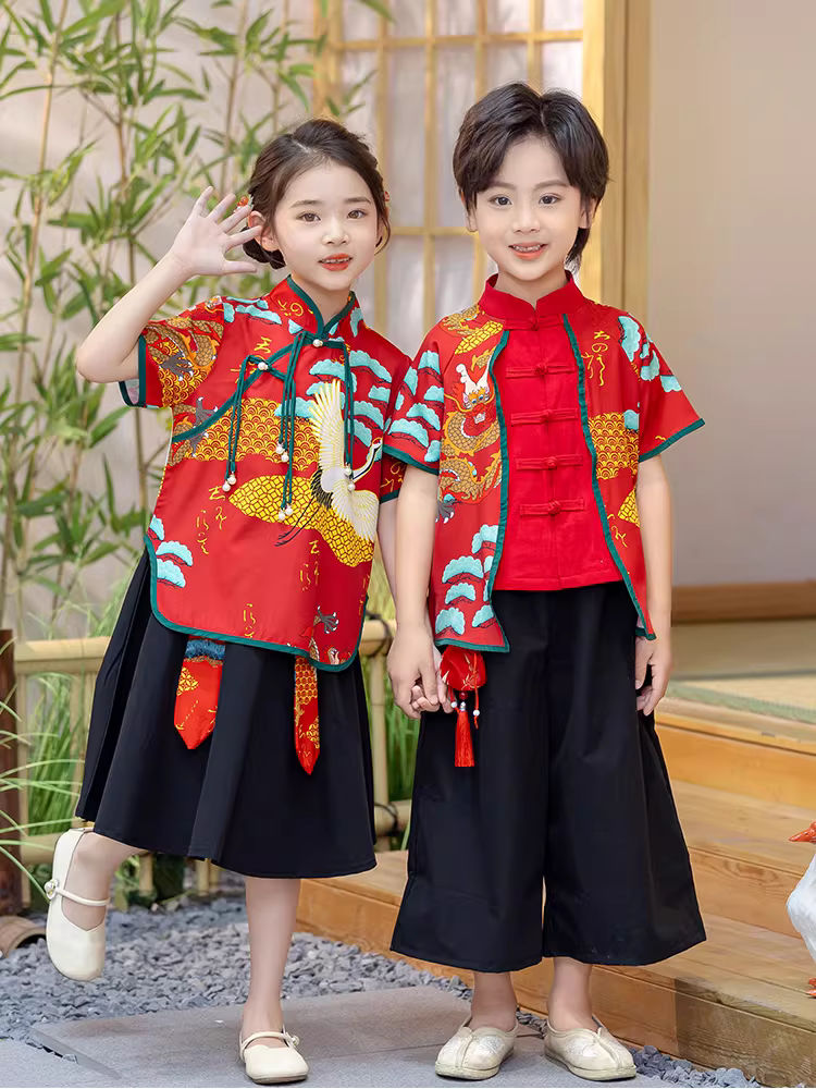 Ngày thiếu nhi Năm Rồng Trang phục Hanfu Trang phục mùa xuân Phong cách Trung Hoa Xuân Thu Trang phục Đường Phù hợp với xu hướng quốc gia Trang phục biểu diễn