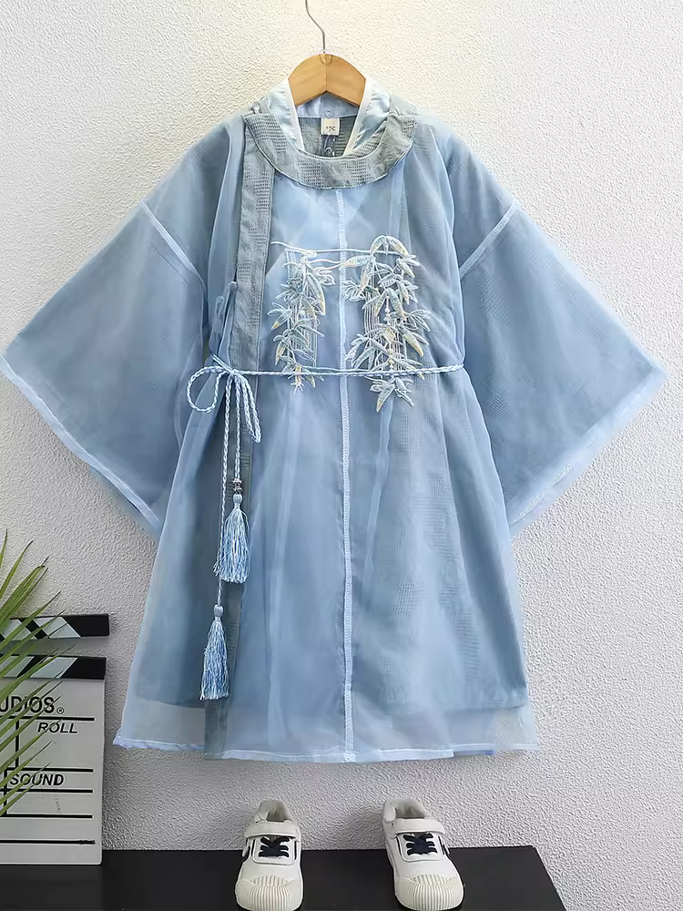 Áo dài trẻ em Hanfu mới năm 2025 xuân thu dành cho bé trai, kiểu Nanshan Tingzhu, phong cách Trung Hoa cổ điển, cổ tròn, áo dài cổ điển