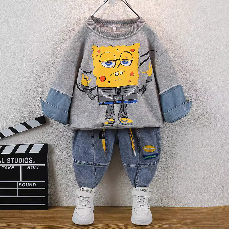 Quần áo trẻ em bé trai bộ xuân 2025 kiểu Hàn Quốc thời thượng năng động xuân thu thời trang và đẹp trai