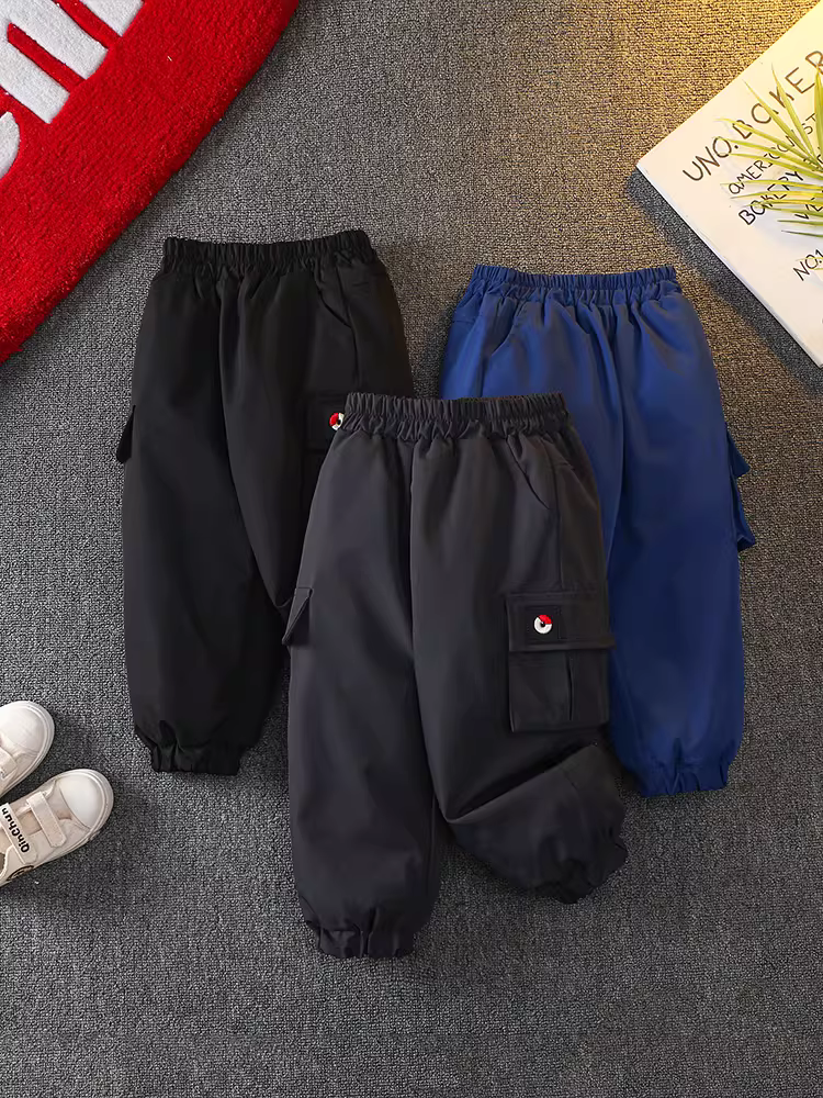 Quần lông vũ cho bé trai năm 2025, dùng cho hoạt động ngoài trời, quần cargo dày dặn chống thấm nước có lưng thun, quần lông vũ trắng giữ ấm mùa đông cho trẻ em