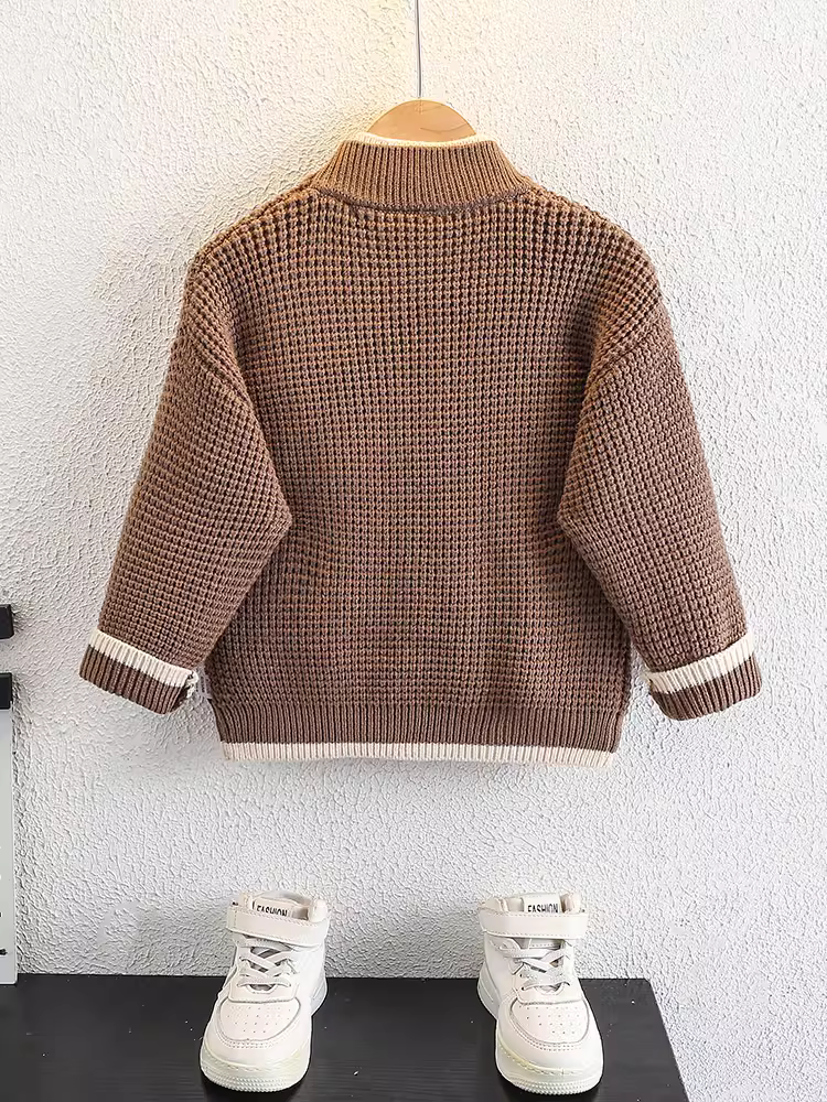 Áo len bé trai mùa đông 2025 kiểu mới dày dặn, áo len cổ tròn thời trang cho bé trai mùa thu đông