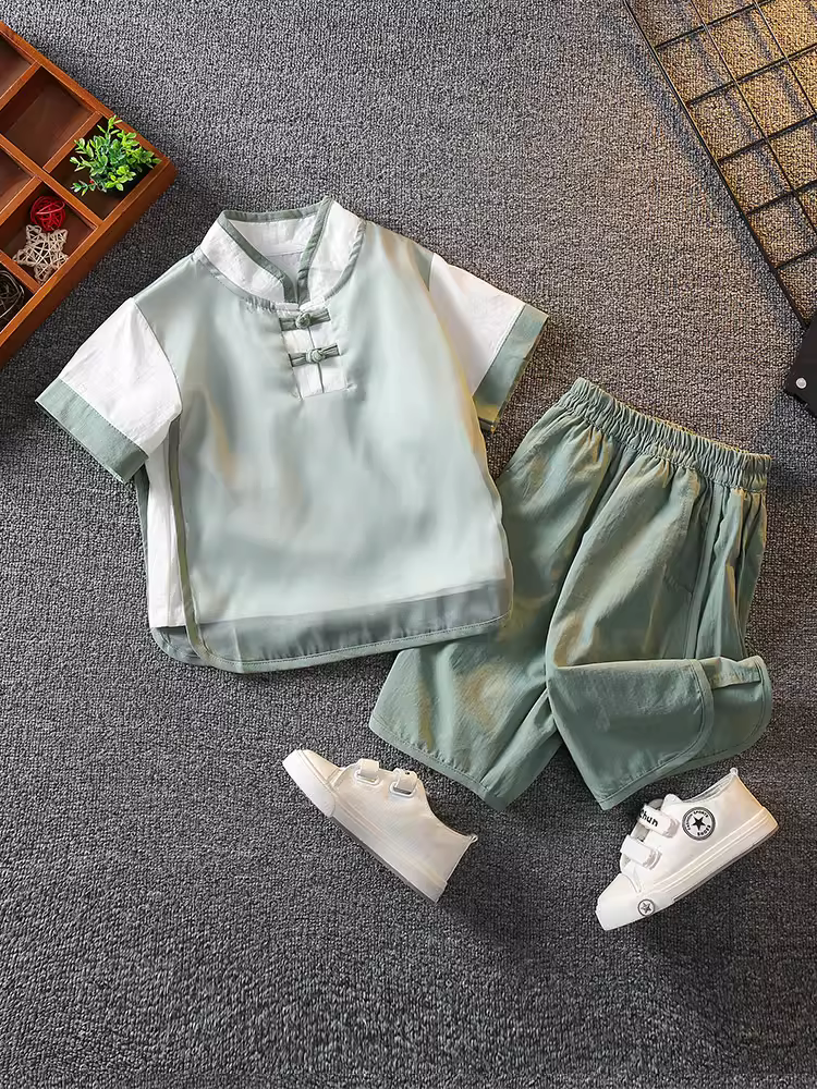 Trang phục mùa hè của bé trai Hanfu Phong cách Trung Hoa cải tiến trang phục truyền thống Trang phục trẻ em kiểu nhà Đường trang phục trang trọng Trang phục biểu diễn truyền thống của bé trai theo phong cách Trung Hoa