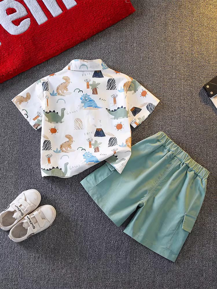 Trang phục mùa hè cho bé trai 2025 kiểu mới quần đùi và áo ngắn tay thời trang hợp xu hướng phong cách mùa hè mát mẻ và đẹp trai thời trang mùa hè cho bé trai