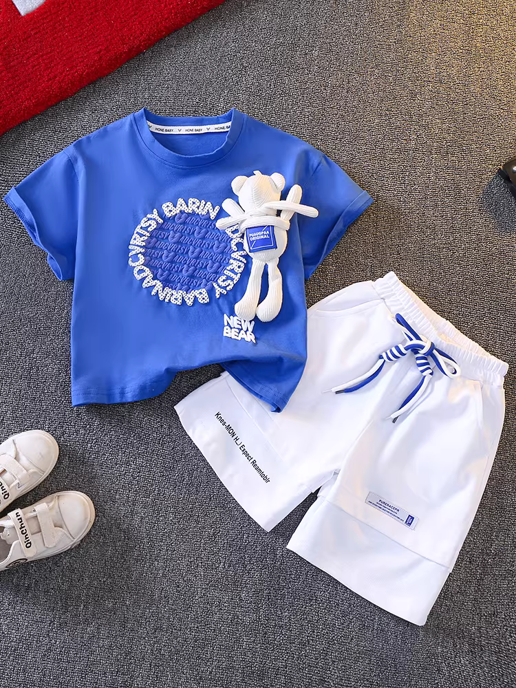 Bộ đồ hè bé trai 2025 kiểu mới thời thượng, bộ hai mảnh mùa hè năng động mát mẻ cho bé trai