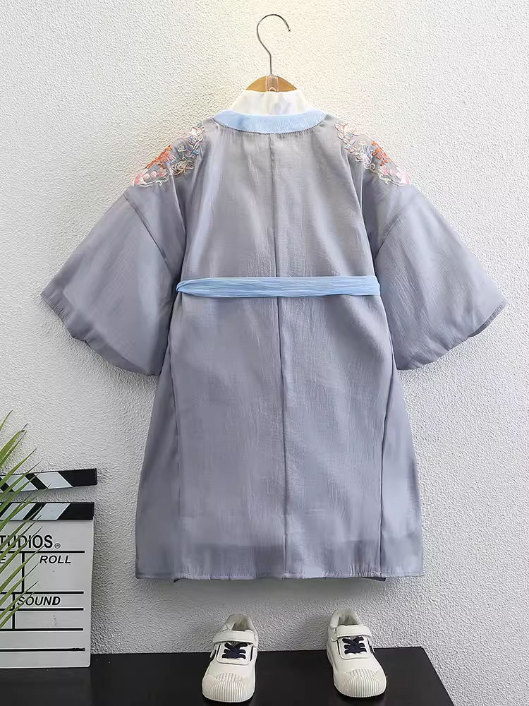 Bộ trang phục Hanfu phong cách Xuân mới 2025 dành cho bé trai, kiểu Trung Hoa cổ điển, cổ tròn, cao cấp, cải tiến, phong cách nhà Đường