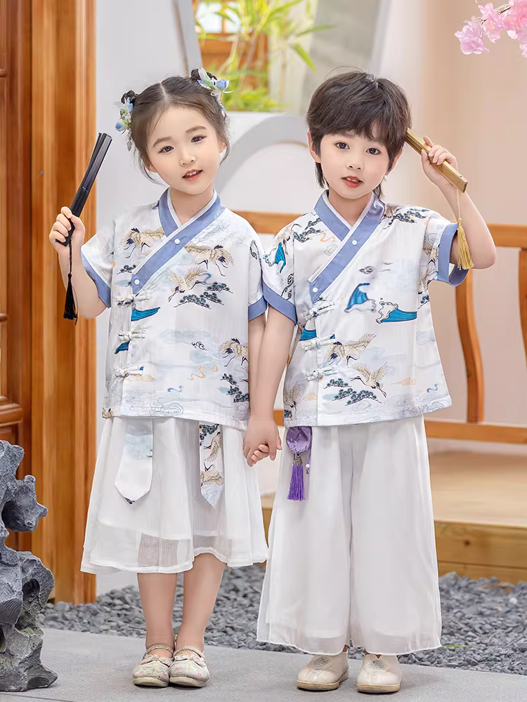 Quần áo mùa hè kiểu Trung Hoa Hanfu dành cho bé trai, trang phục hàng ngày kiểu Đường dành cho trẻ em siêu như tiên, trang phục cổ xưa, trang phục truyền thống cao cấp dành cho trẻ em mùa hè, trang phục biểu diễn.