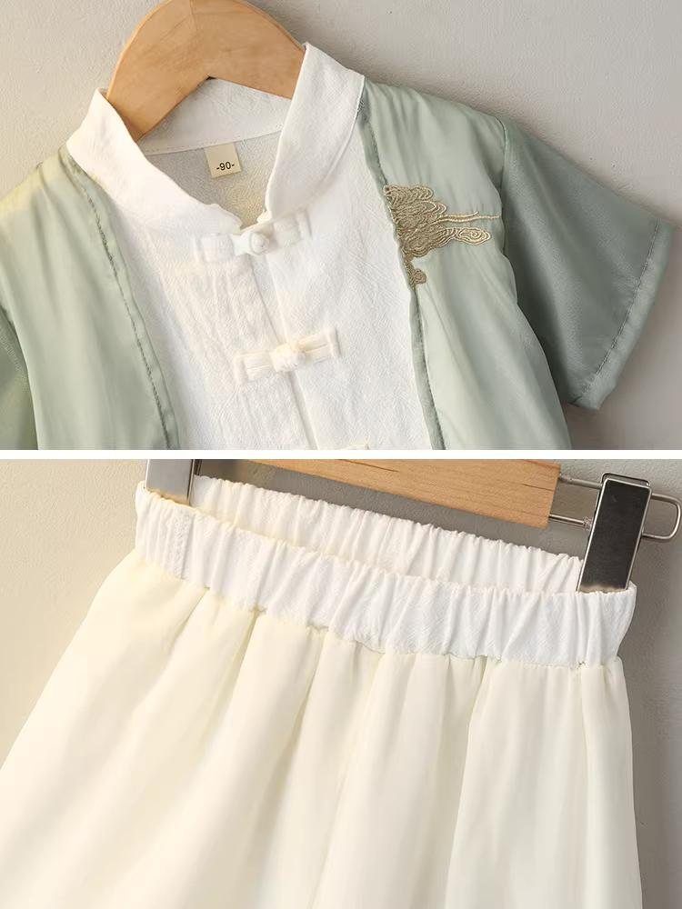 Bộ đồ Hanfu cho bé trai 25 kiểu mới Quần áo mùa hè hợp thời trang cho bé trai Quần áo ngắn tay mùa hè phong cách Trung Hoa mát mẻ cho trẻ em