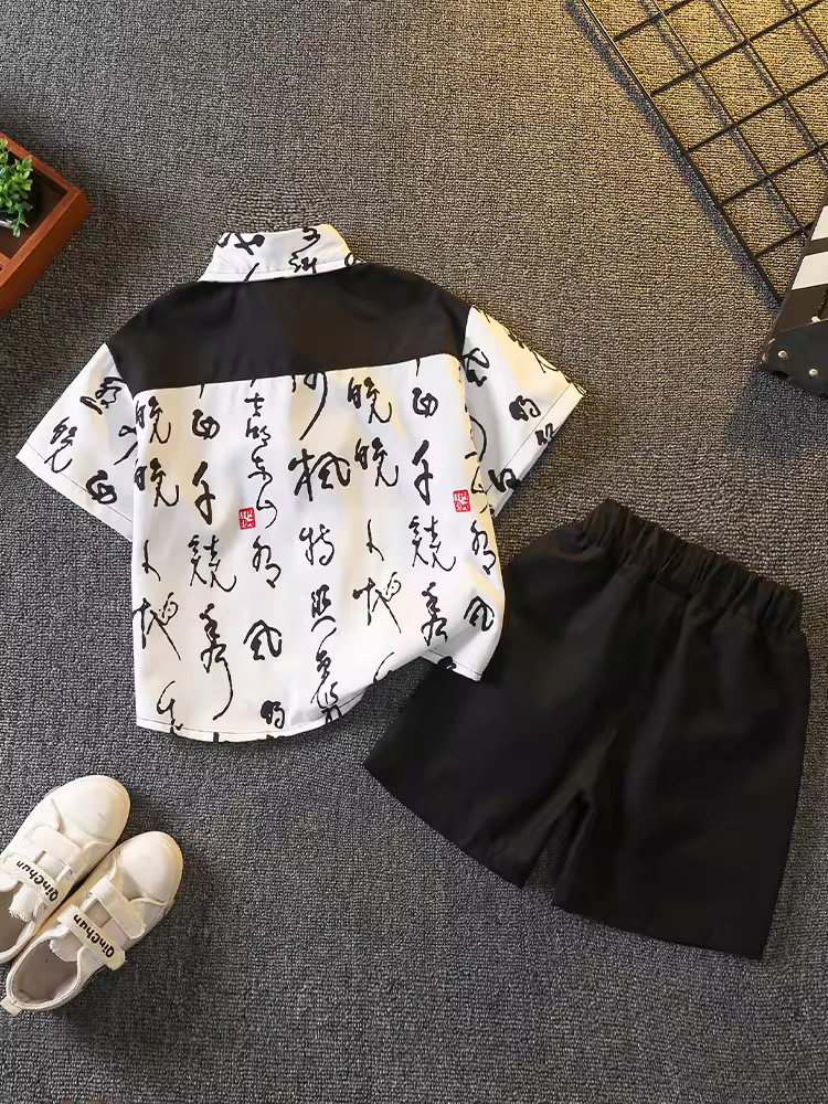 Hanfu dành cho trẻ em dành cho bé trai, phong cách xuân thu, phong cách Trung Hoa, trang phục nhà Đường cải tiến nâng cao, trang phục học giả Trung Quốc dành cho bé trai, bộ trang phục cổ xưa mùa hè.