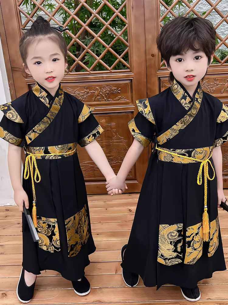 Hanfu dành cho trẻ em dành cho bé trai, trang phục truyền thống kiểu Trung Quốc mùa hè dành cho trẻ em, bộ trang phục cổ xưa dành cho bé trai cao cấp, bộ trang phục cá bay, trang phục mùa hè, trang phục truyền thống của Trung Quốc.