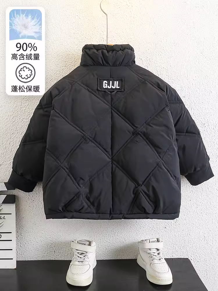 Áo khoác phao mùa đông 2025 kiểu dáng thời trang dày dặn ngắn cho bé trai, áo phao không cần giặt