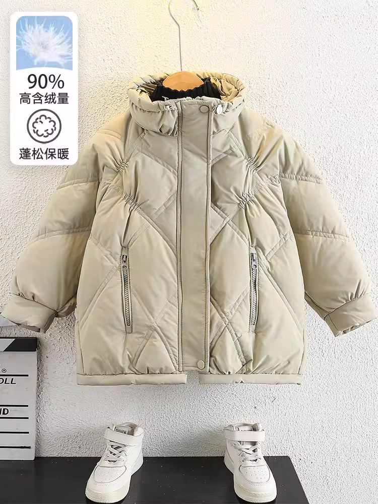 Áo khoác phao mùa đông 2025 kiểu dáng thời trang dày dặn ngắn cho bé trai, áo phao không cần giặt