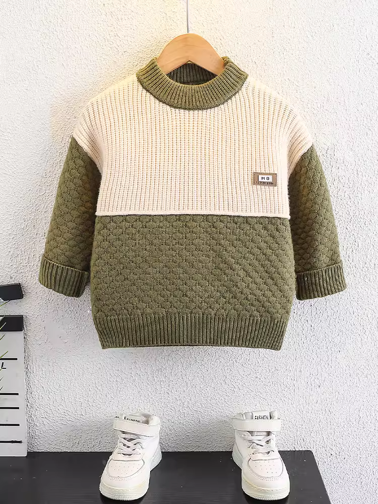 Áo len bé trai 2025 thu đông mới dày dặn thời trang áo len trẻ em áo len chui đầu mùa đông áo len bé trai