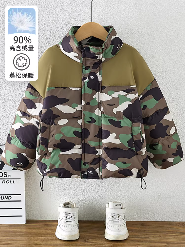 Áo khoác phao trẻ em cho bé trai, áo khoác mùa đông mẫu mới 2025, áo phao ngắn chống thấm ba lớp, áo khoác ngoài mùa đông dày dặn, kiểu dáng thời trang.