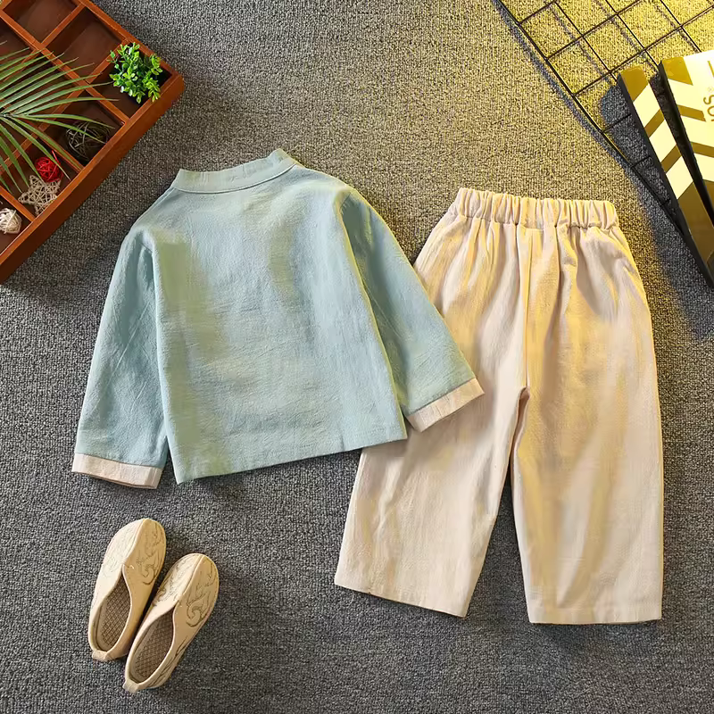 Hanfu bé trai mùa xuân thu phong cách Trung Hoa Bộ đồ trẻ em phong cách nhà Đường Bộ đồ truyền thống của Trung Quốc cho bé Trang phục lễ hội Trung thu trang phục cổ xưa Quần áo truyền thống Trung Quốc