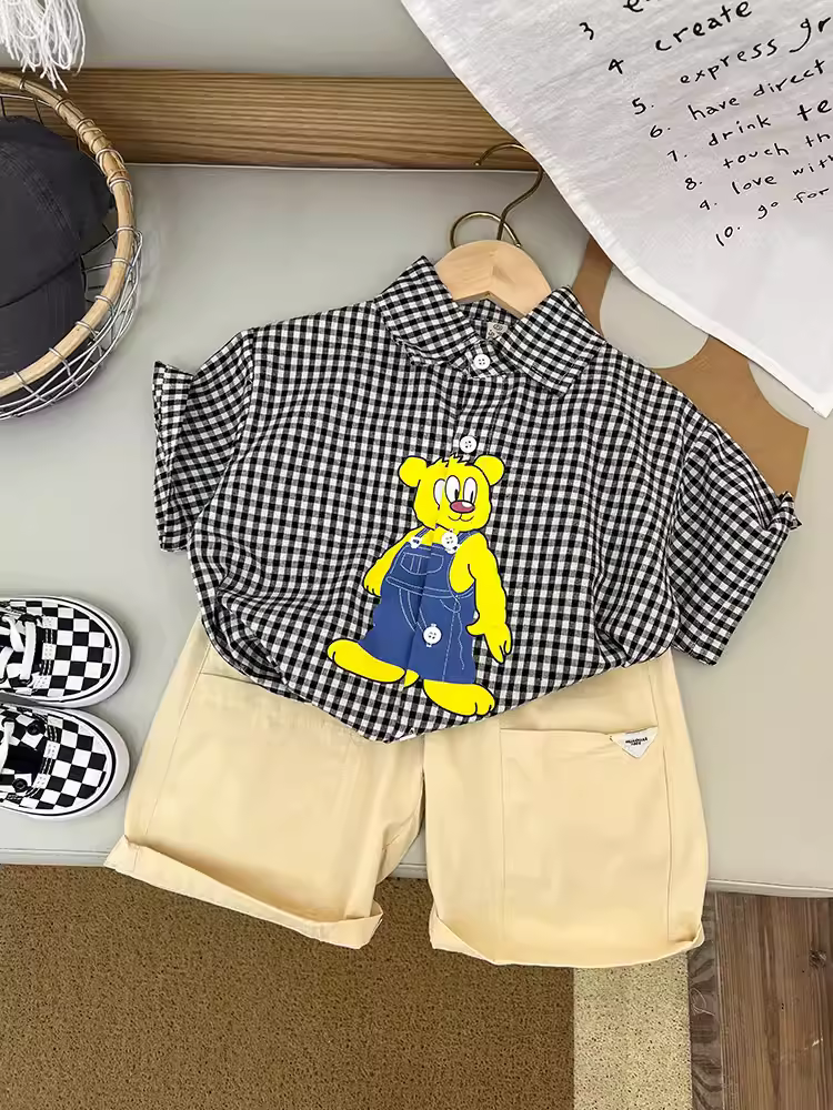 Bộ đồ hè ngắn tay cho bé trai 2025 mới, mát mẻ và lịch lãm, quần áo hè cho bé trai, phong cách hè trẻ em, thời trang trẻ em