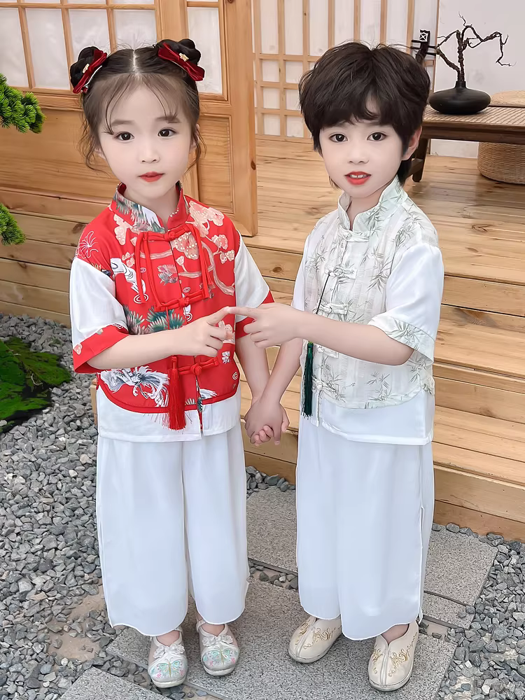 Hanfu kiểu Trung Quốc mới dành cho bé trai, phong cách mùa hè, bộ đồ Đường mới năm 2025, quần áo mùa hè cho trẻ em, trang phục mỏng kiểu cổ xưa cho bé trai trong mùa hè.