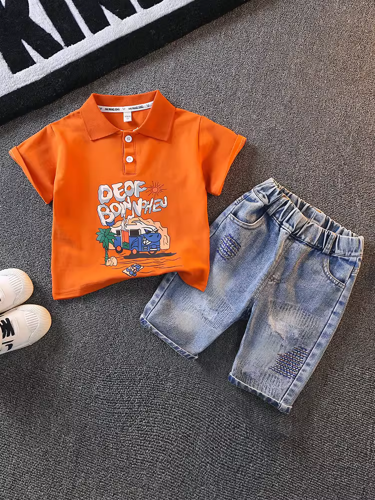 Bộ trang phục hè 2025 cho bé trai, quần áo hè trẻ em thời trang, mát mẻ và sành điệu, bộ thời trang ngắn tay cho bé trai