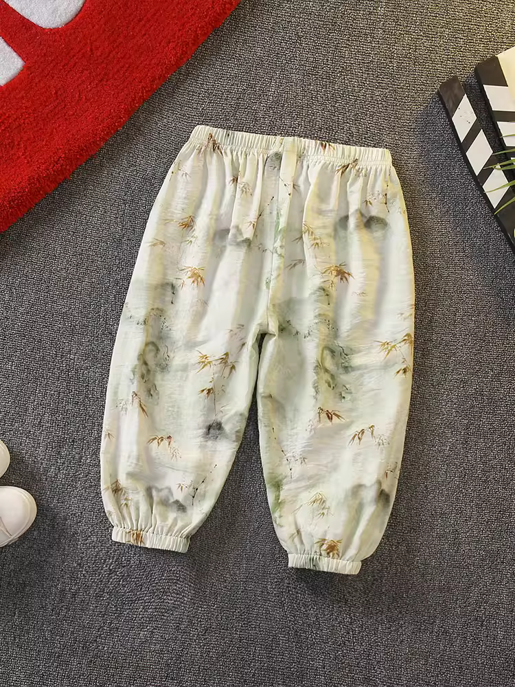 Quần chống muỗi cho bé gái, quần dài mỏng mùa hè, quần đèn lồng trẻ em, quần thường ngày phong cách Trung Hoa cho trẻ nhỏ, quần bé trai.