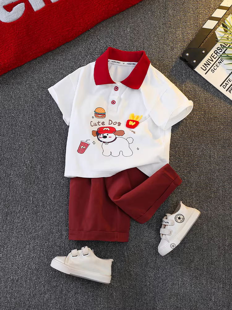 Bộ trang phục hè 2025 cho bé trai, quần áo trẻ em mới, kiểu dáng mùa hè ngắn tay, mát mẻ và lịch lãm, bộ hai mảnh thời trang hè cho bé trai