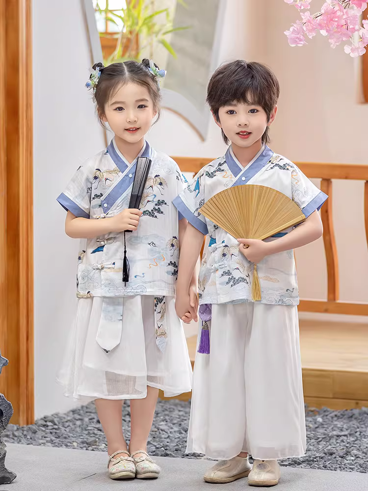 Quần áo mùa hè kiểu Trung Hoa Hanfu dành cho bé trai, trang phục hàng ngày kiểu Đường dành cho trẻ em siêu như tiên, trang phục cổ xưa, trang phục truyền thống cao cấp dành cho trẻ em mùa hè, trang phục biểu diễn.