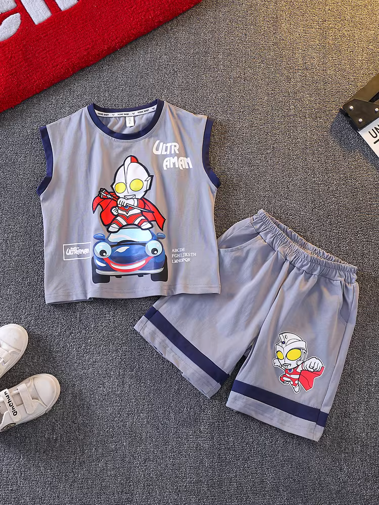Bộ trang phục hè cho bé trai 2025, bộ vest và quần đùi hai mảnh mới, chất liệu mỏng, thời trang và sành điệu cho bé trai