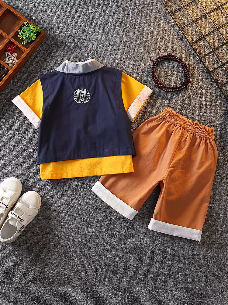 Trang phục mùa hè của bé trai Hanfu Phong cách Trung Hoa cải tiến trang phục truyền thống Trang phục trẻ em kiểu nhà Đường trang phục trang trọng Trang phục biểu diễn truyền thống của bé trai theo phong cách Trung Hoa