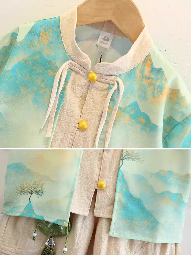 Quần áo Hanfu cho bé trai Mùa hè 2025 Phong cách xuân thu mới Quần áo lễ hội Trung thu Phong cách Trung Quốc mới Quần áo trẻ em Hoàng tử nhỏ Trang phục cổ xưa