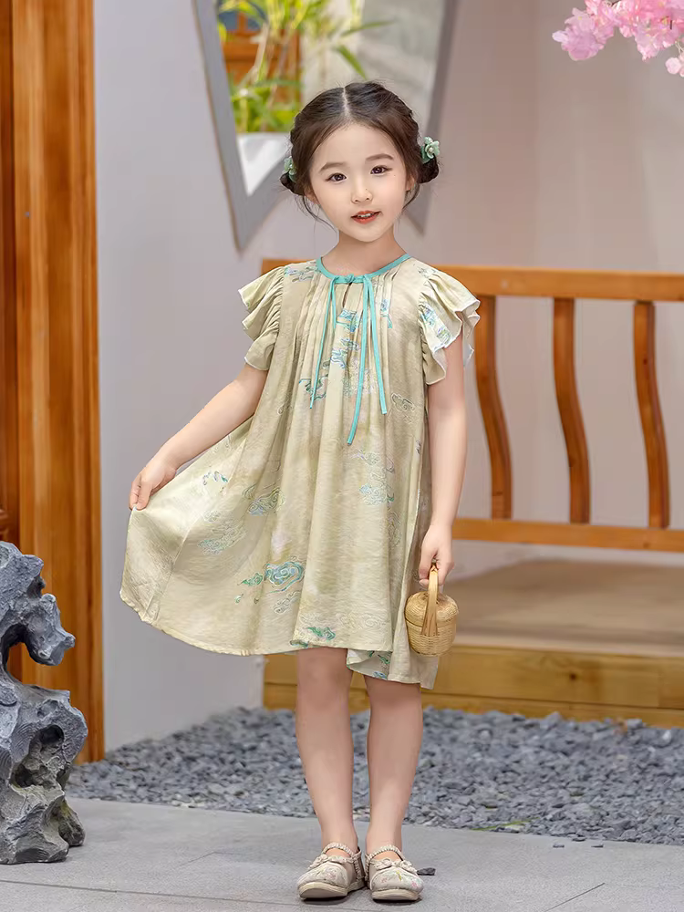 Váy hè 2025 kiểu mới cho bé gái, trang phục Hanfu phong cách dân tộc, váy sườn xám, trang phục kiểu Trung Hoa mới cho bé gái, đồ Tang phục