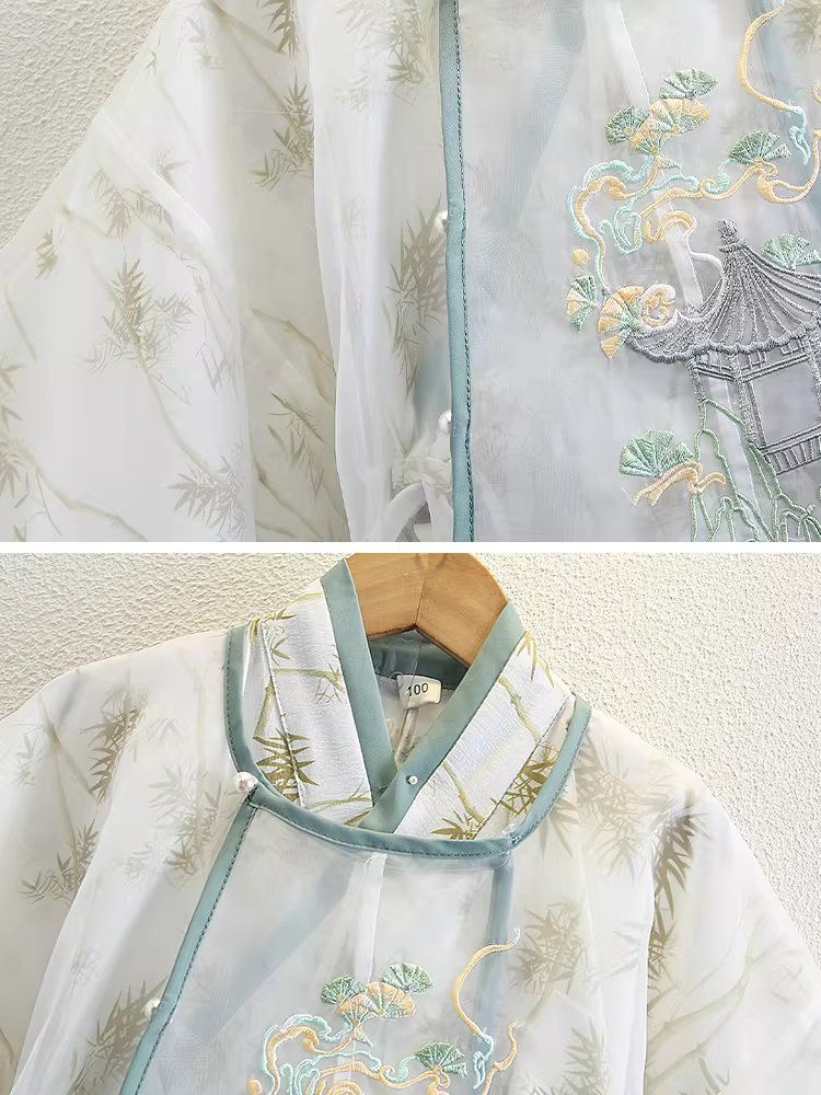 Trang phục Hanfu xuân thu mới cho bé trai 2025, quần áo trẻ em mới, trang phục Tang, cổ tròn, trang phục biểu diễn, phong cách Trung Hoa cổ đại