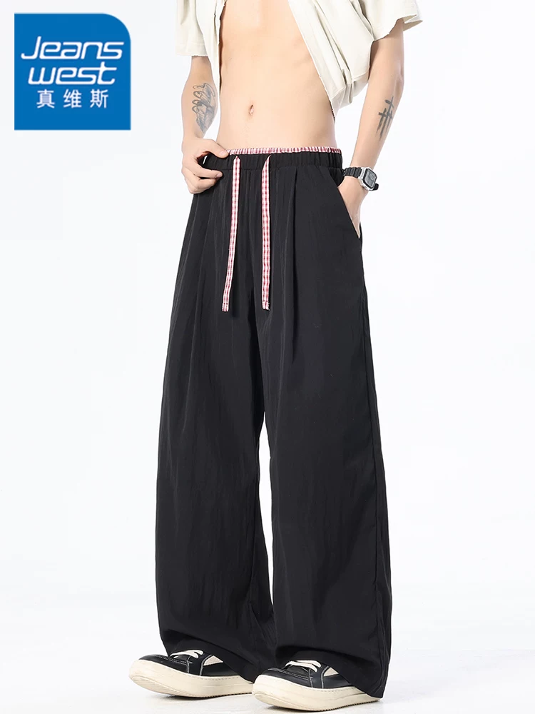 Quần dài ống rộng có dây rút cao cấp của Jeanswest dành cho nam, quần dài mỏng thoáng khí mùa hè.