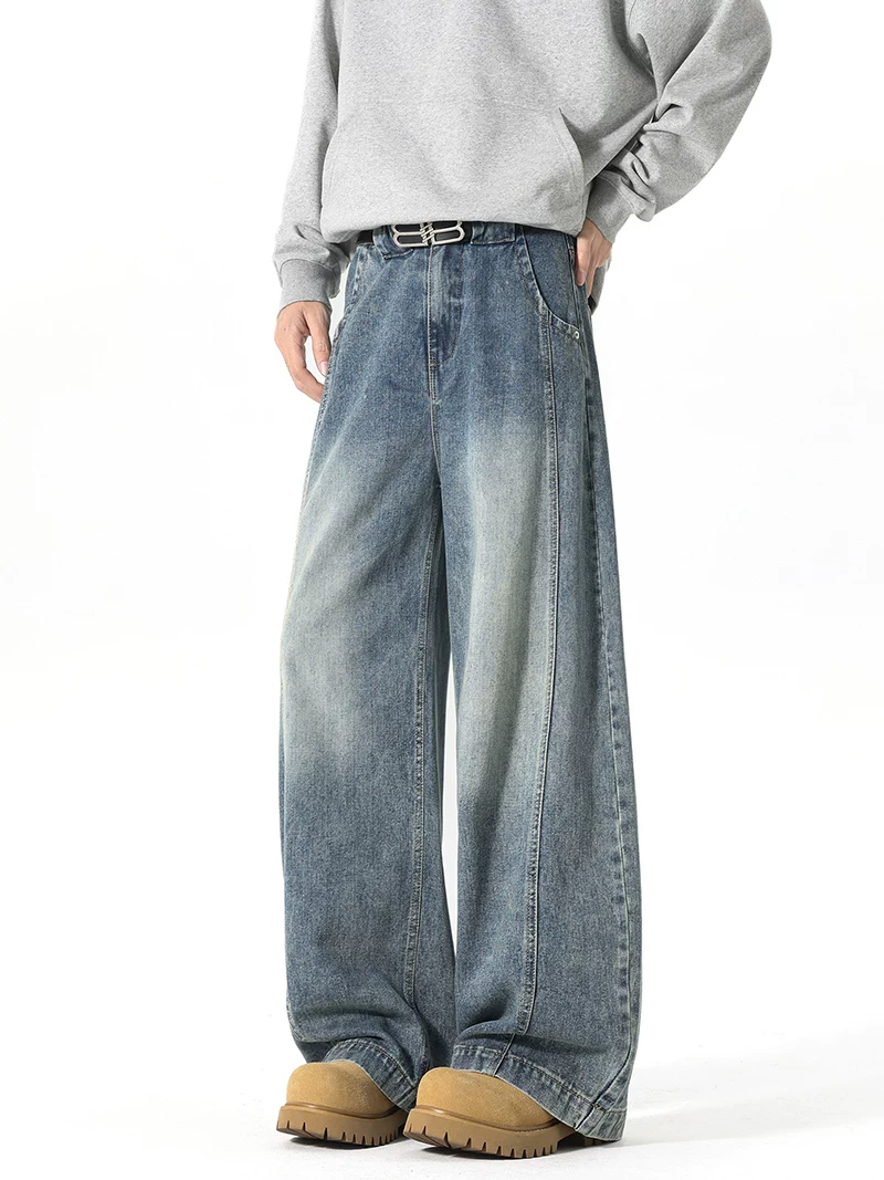 Quần jeans ống rộng phong cách Mỹ thời thượng của Jeanswest dành cho nam, dáng rộng thoải mái mùa thu đông, sành điệu và cao cấp, quần lót lông cừu.