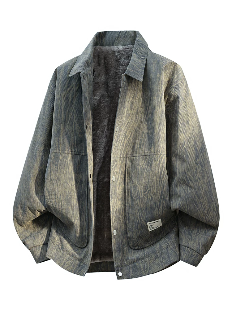 Áo khoác nam chất liệu corduroy phong cách Mỹ của thương hiệu Jeanswest, mẫu mới xuân thu 2026, áo khoác lót lông thời trang.