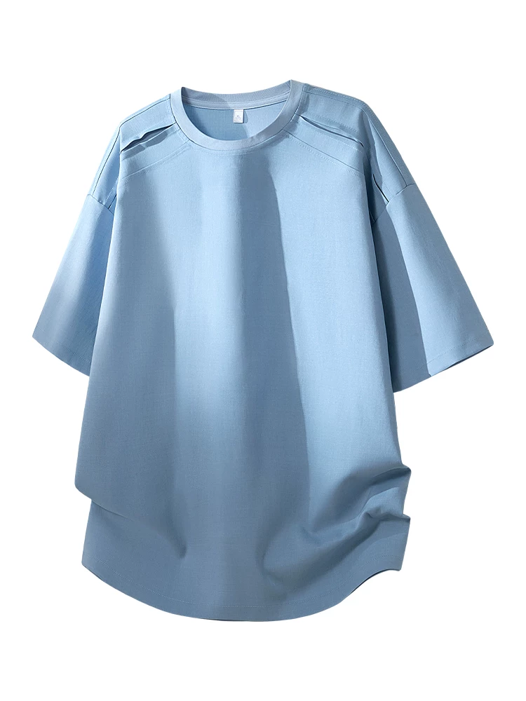 Áo thun nam cổ tròn màu trơn của Jeanswest, mùa xuân hè, tay áo năm phần tư, thương hiệu thời trang cao cấp, tay áo ngắn thoáng khí và thân thiện với làn da.