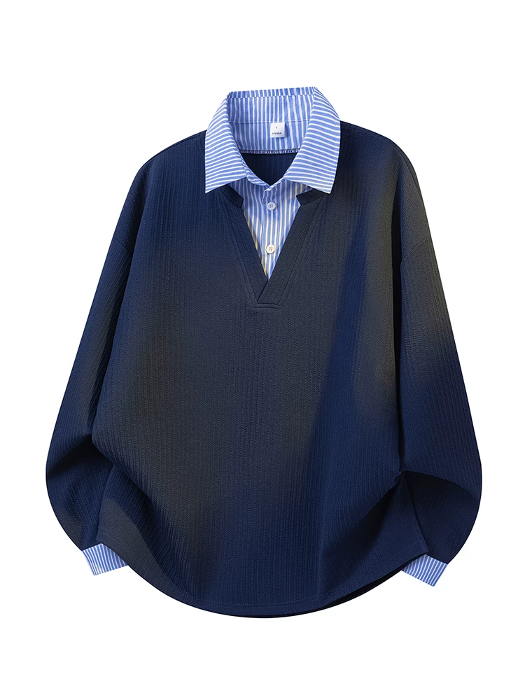 Áo nỉ giả hai mảnh kiểu Mỹ của Jeanswest dành cho nam, áo dài tay dáng rộng và đa năng, phong cách thường ngày cho mùa xuân và mùa thu.